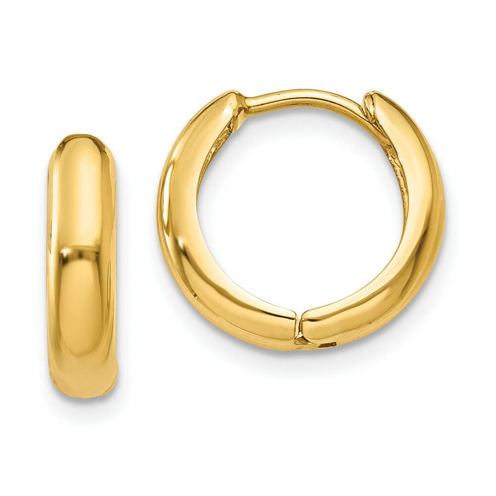 14K Polished Hinged Hoop Earrings 5mm wide, size: 1/3"