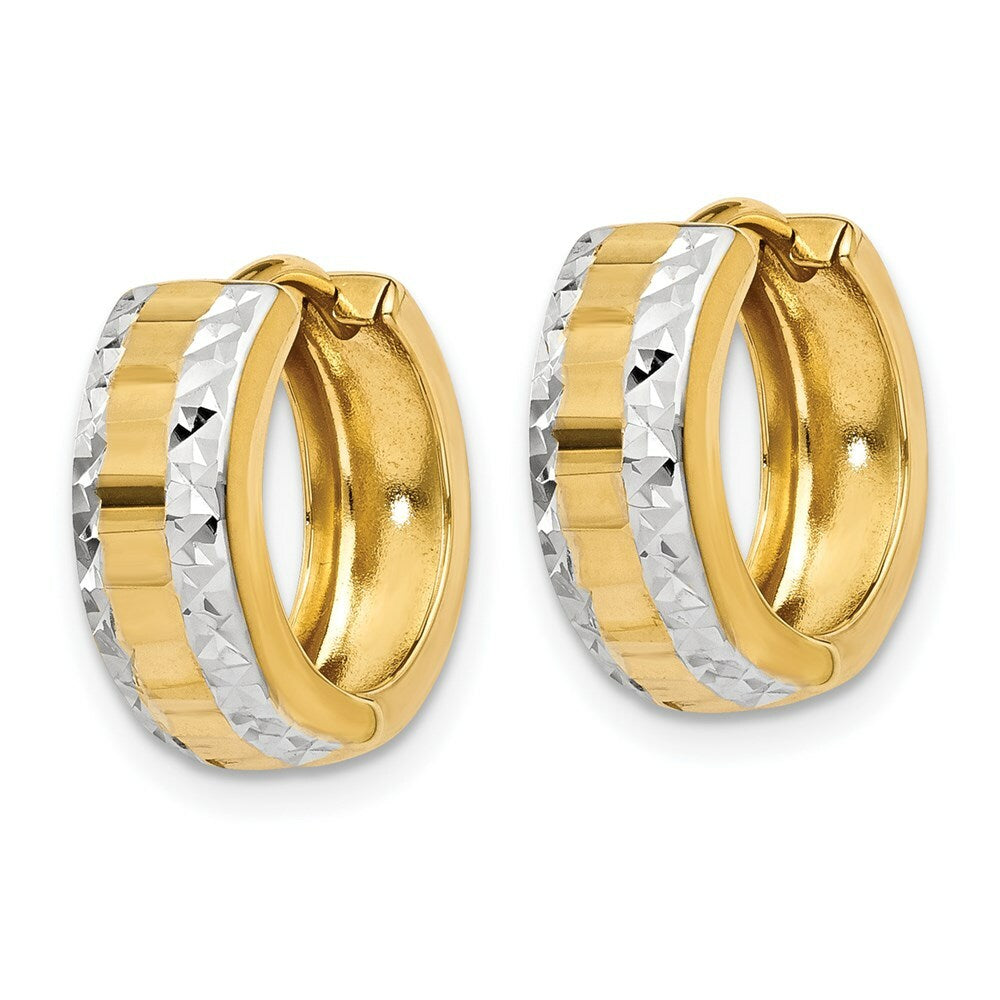 14K & Rhodium Hinged Hoop Earrings 5mm wide, size: 2/5"