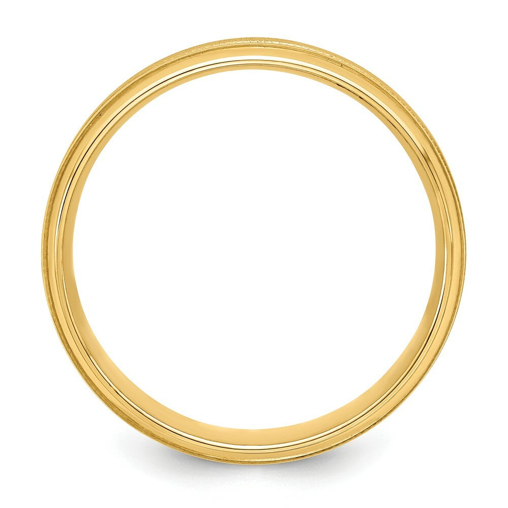 14K Yellow Gold Standard Comfort Fit Fancy Milgrain Wedding Band Ring