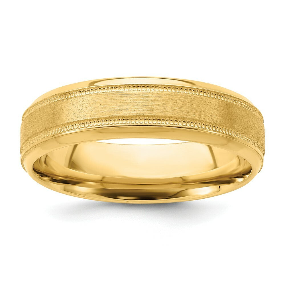 14K Yellow Gold Heavy Comfort Fit Fancy Milgrain Wedding Band Ring