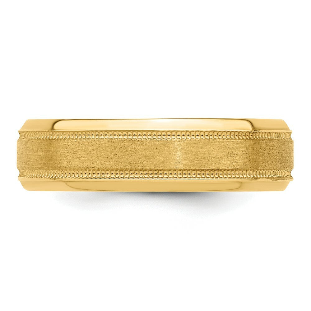 14K Yellow Gold Heavy Comfort Fit Fancy Milgrain Wedding Band Ring