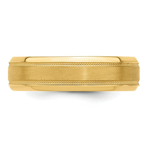 14K Yellow Gold Heavy Comfort Fit Fancy Milgrain Wedding Band Ring