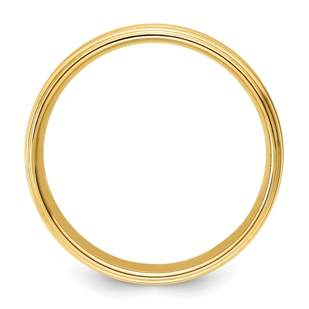 14K Yellow Gold Comfort Fit Fancy Milgrain Satin Finish Wedding Band Ring