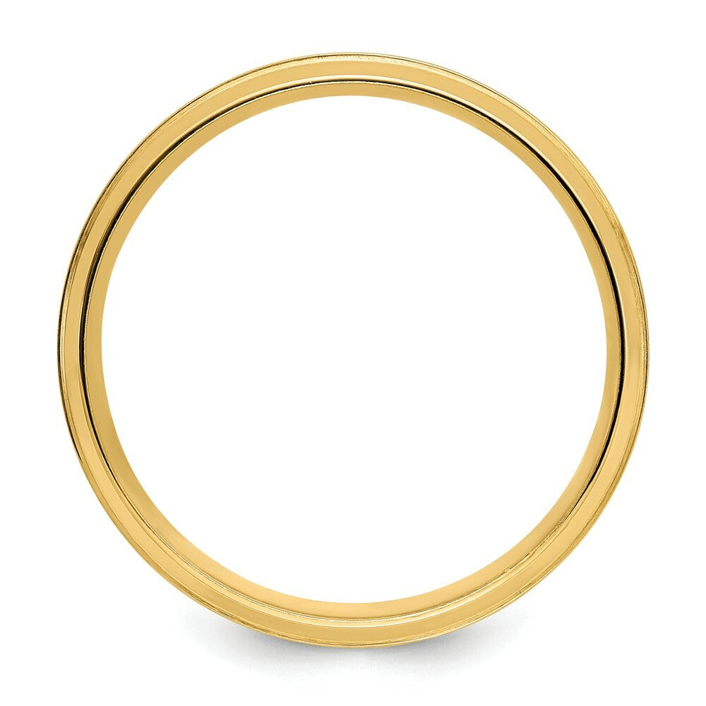 14K Yellow Gold Comfort Fit Fancy Grooved Satin Finish Wedding Band Ring