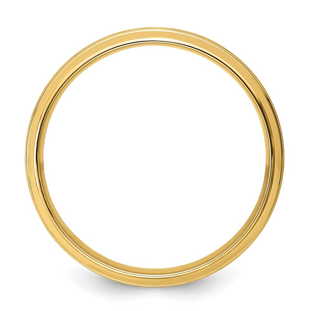 14K Yellow Gold Comfort Fit Fancy Grooved Half Round Wedding Band Ring