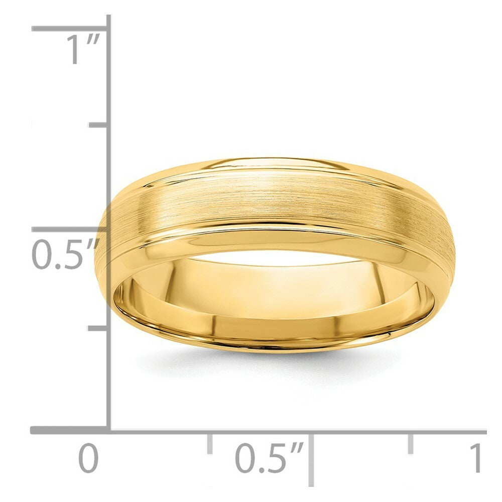 14K Yellow Gold Heavy Comfort Fit Fancy Grooved Half Round Wedding Band Ring