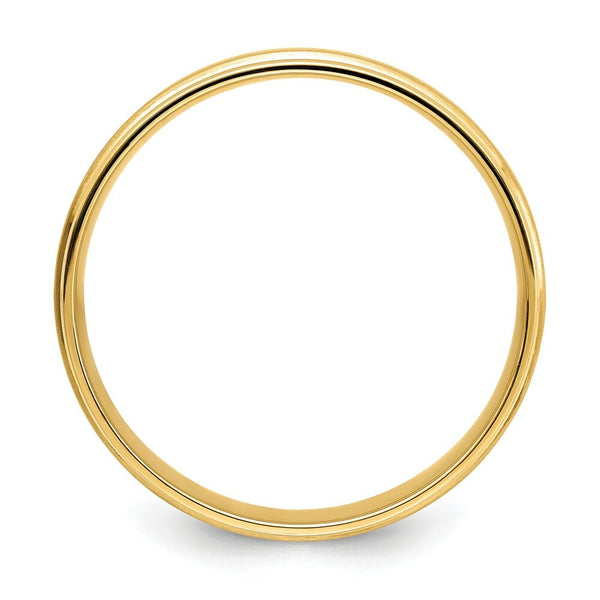 14K Yellow Gold Comfort Fit Half Round Grooved Wedding Band Ring