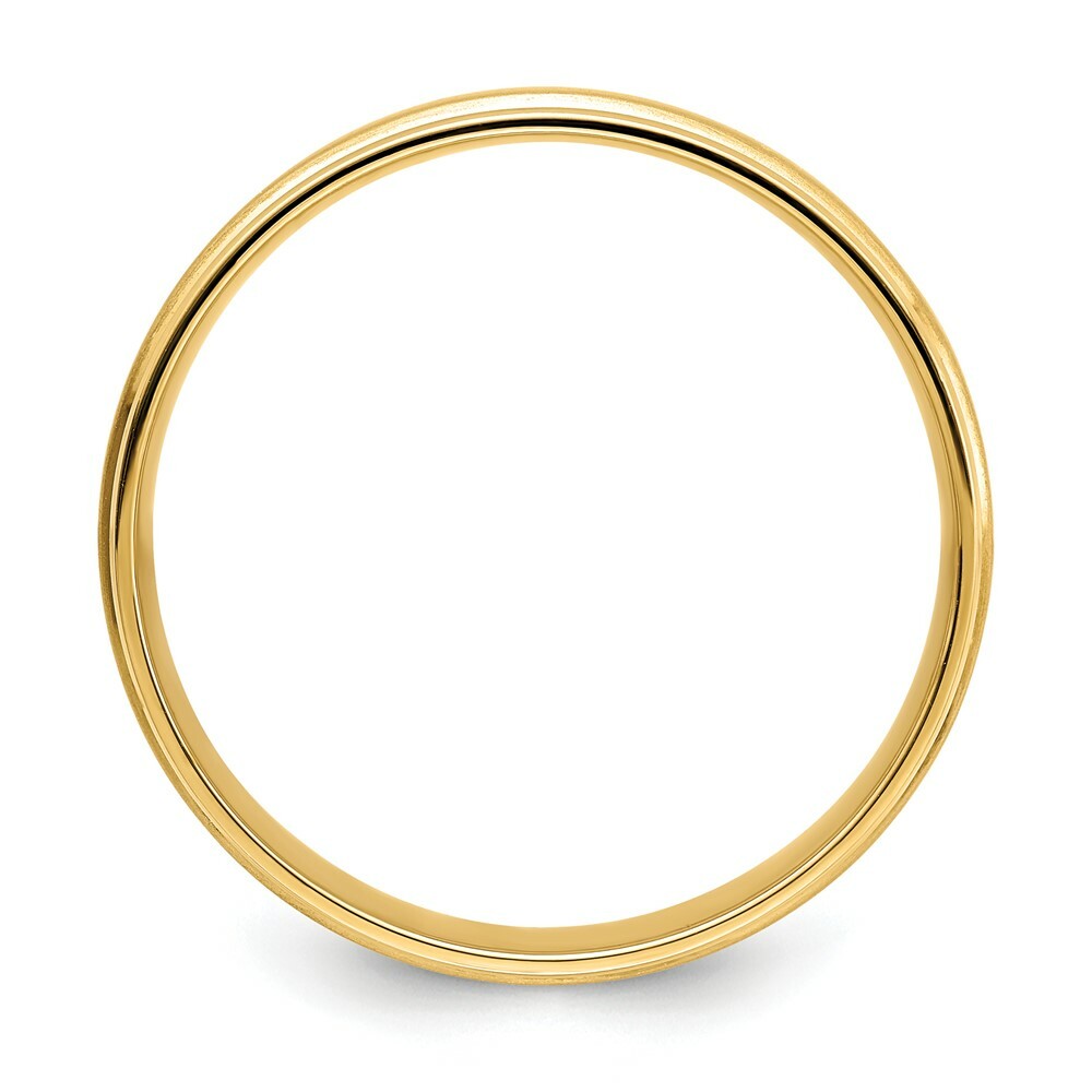14K Yellow Gold Heavy Comfort Fit Fancy Grooved Satin Finish Wedding Band Ring