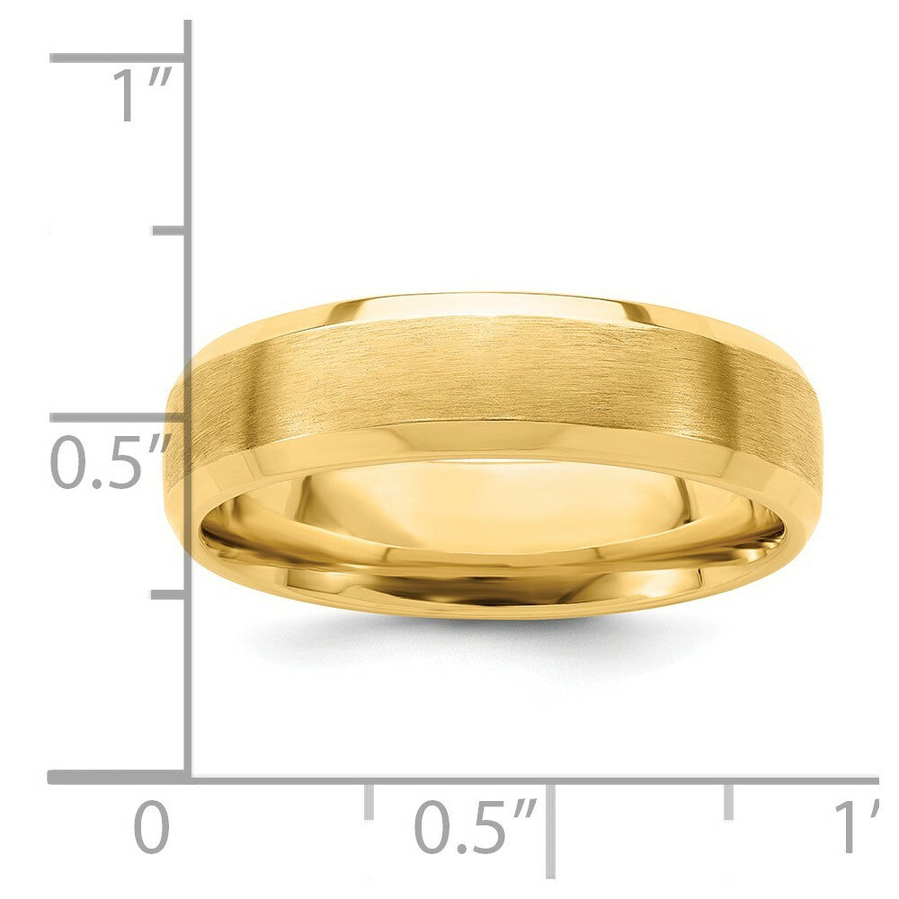 14K Yellow Gold Comfort Fit Satin Finish Beveled Edge Wedding Band Ring