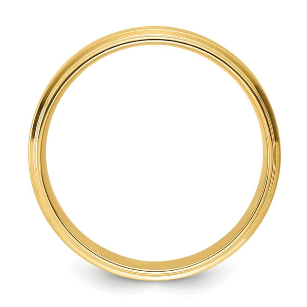 14K Yellow Gold Heavy Comfort Fit Satin Finish Step Down Edge Wedding Band Ring Size 9