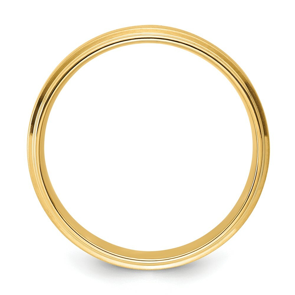 14K Yellow Gold Standard Comfort Fit Satin Finish Step Down Edge Wedding Band Ring