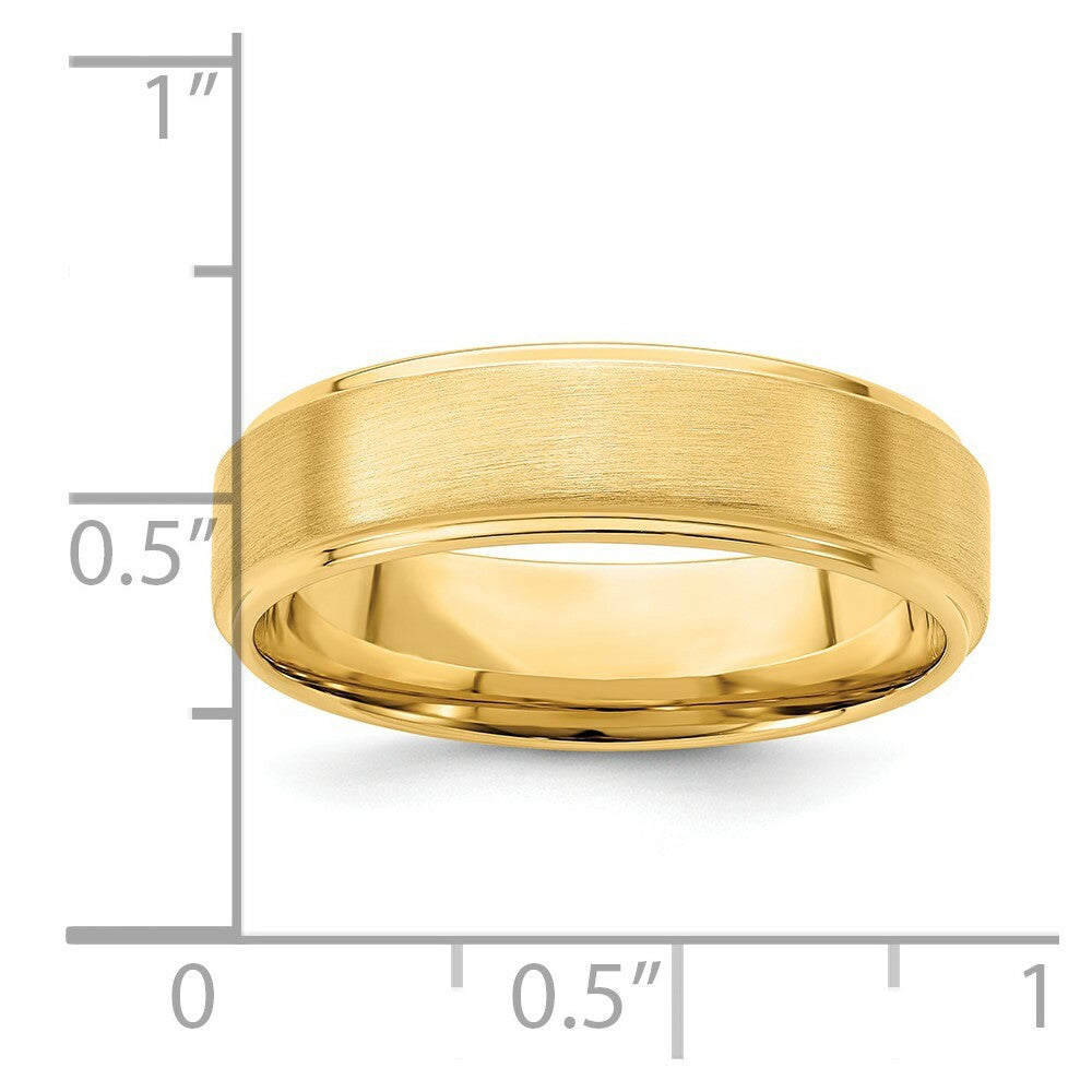 14K Yellow Gold Comfort Fit Satin Finish Step Down Edge Wedding Band Ring
