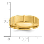 Load image into Gallery viewer, 14K Yellow Gold Comfort Fit Satin Finish Beveled Edge Block Grooved Fancy Wedding Band Ring
