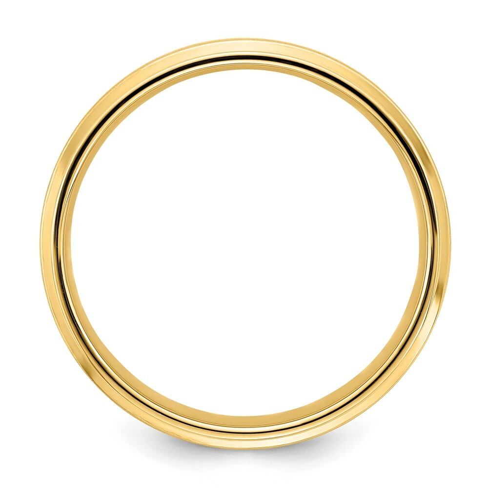14K Yellow Gold Standard Comfort Fit Fancy Double Grooved Wedding Band Ring