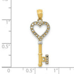 Load image into Gallery viewer, 14K Yellow Gold &amp; Rhodium Heart Key Pendant
