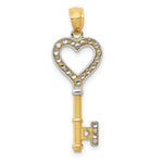 Load image into Gallery viewer, 14K Yellow Gold &amp; Rhodium Heart Key Pendant
