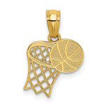 Load image into Gallery viewer, 14K Yellow Gold Basketball &amp; Hoop Pendant

