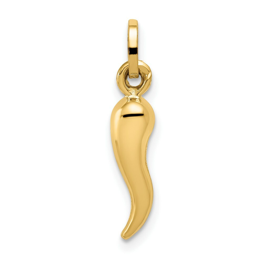 14K Yellow Gold Hollow Italian Horn Charm