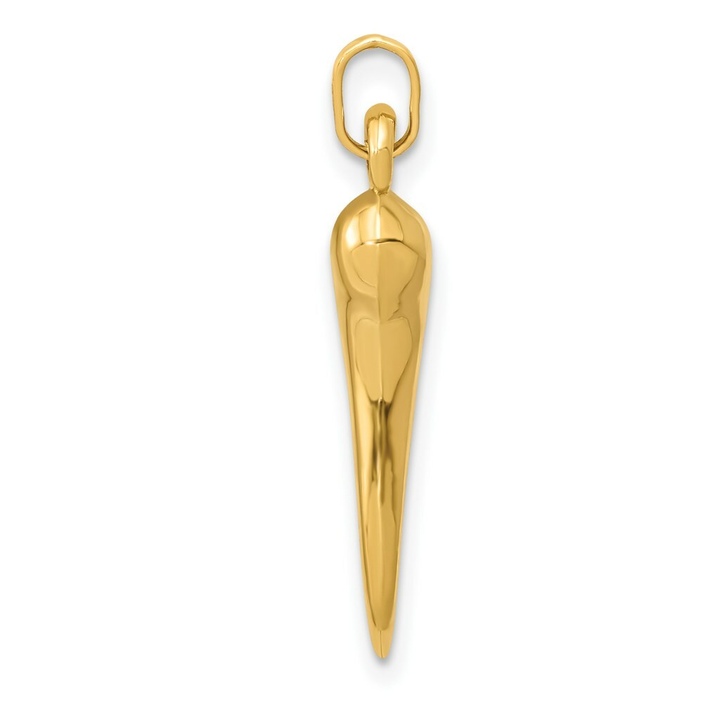 14K Yellow Gold Hollow 3D Italian Horn Charm