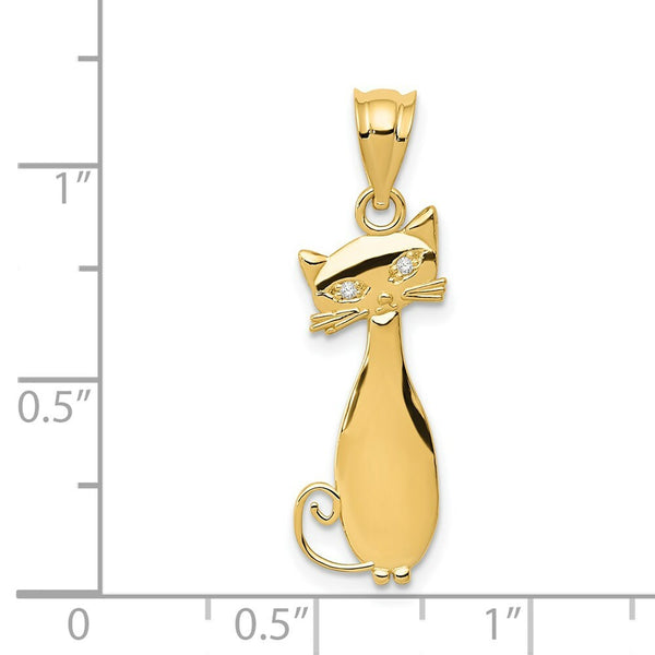 14K Yellow Gold Diamond Cat Pendant