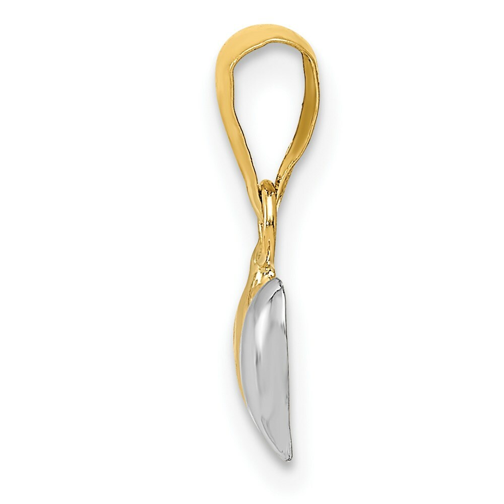 14K Yellow Gold with Rhodium Polished Two Heart Pendant