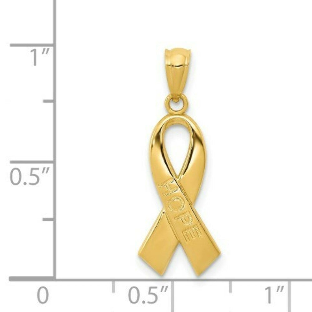 14K Yellow Gold Polished Hope Ribbon Pendant