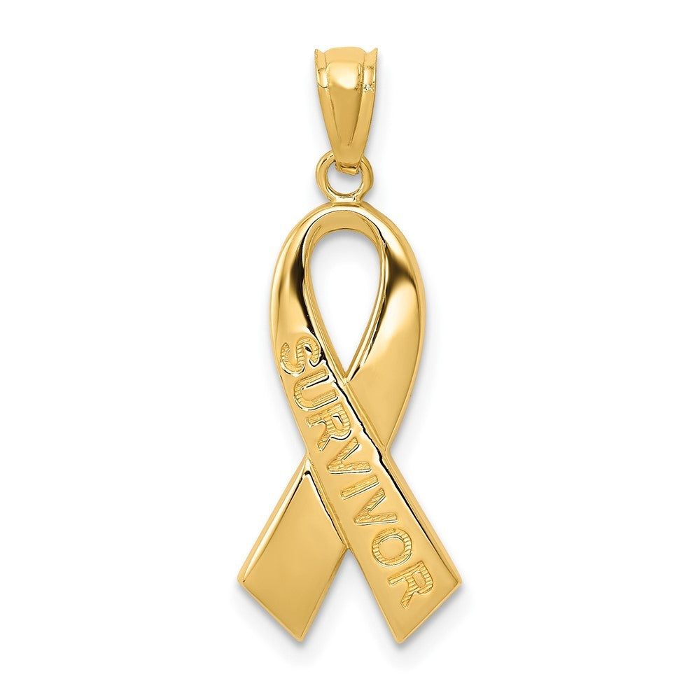 14K Yellow Gold Polished Survivor Ribbon Pendant