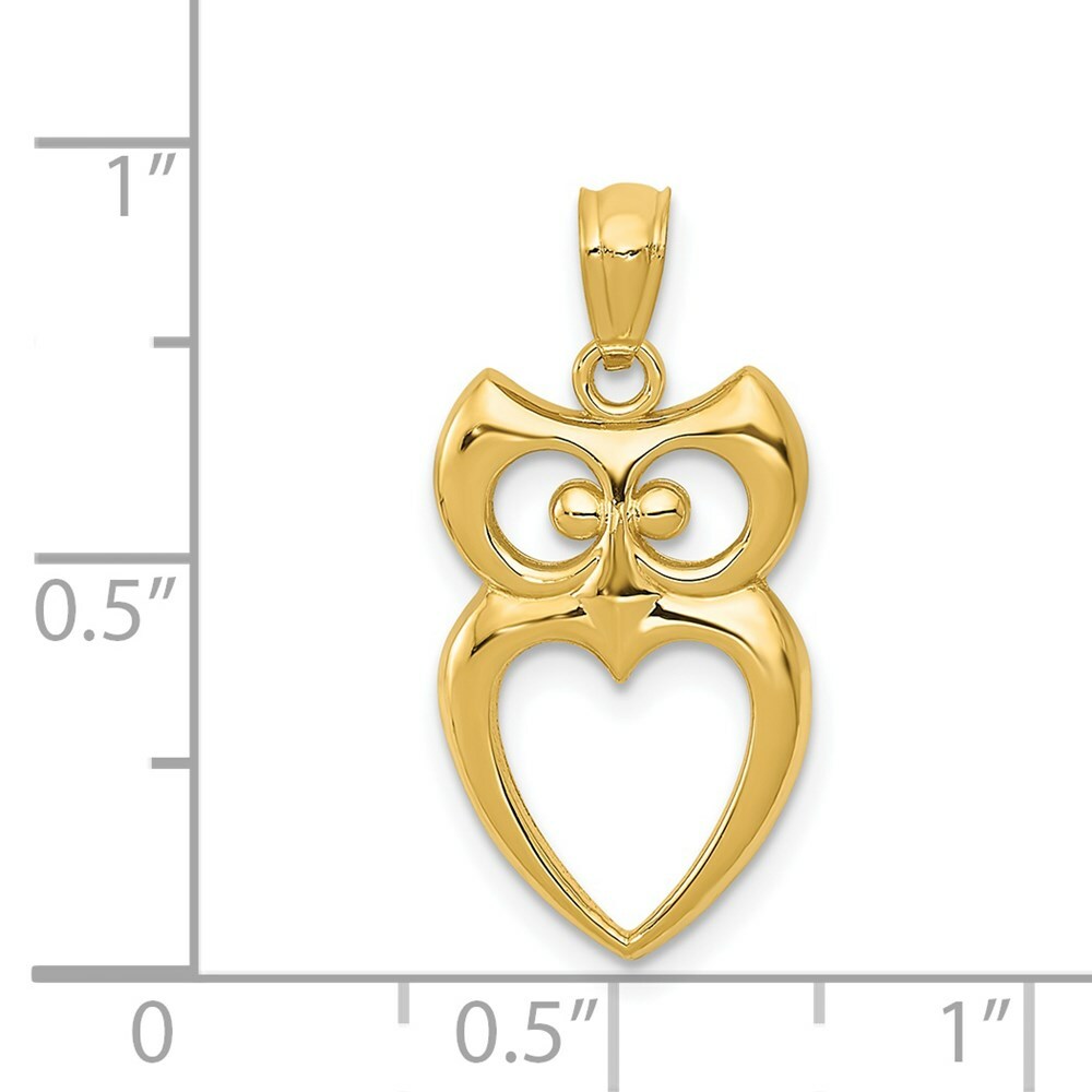 14K Yellow Gold Polished Cut-out Owl Pendant