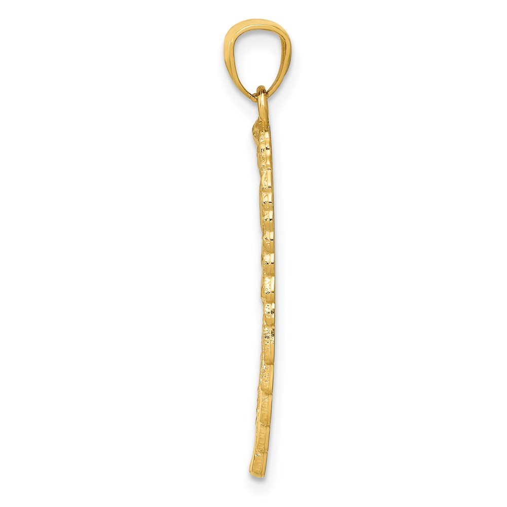 14K Yellow Gold Polished & Textured Angel Wing Pendant