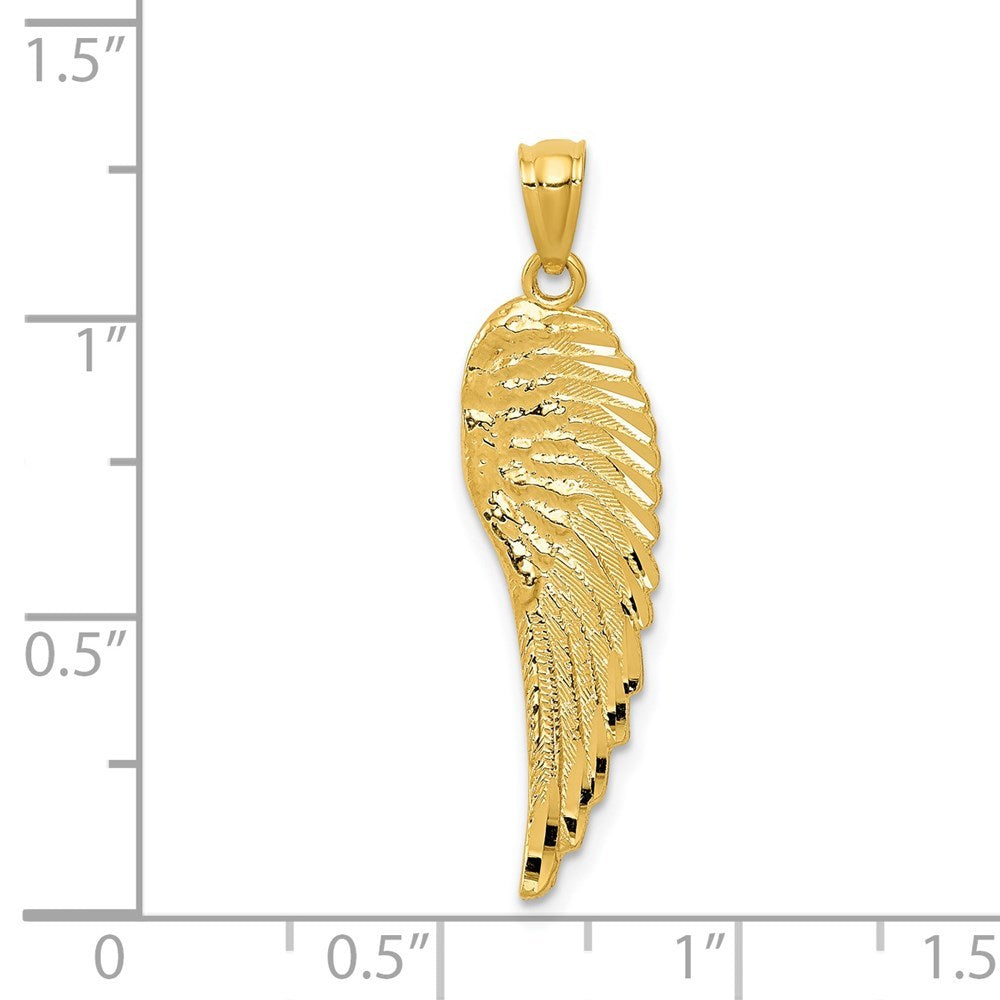 14K Yellow Gold Polished & Textured Angel Wing Pendant