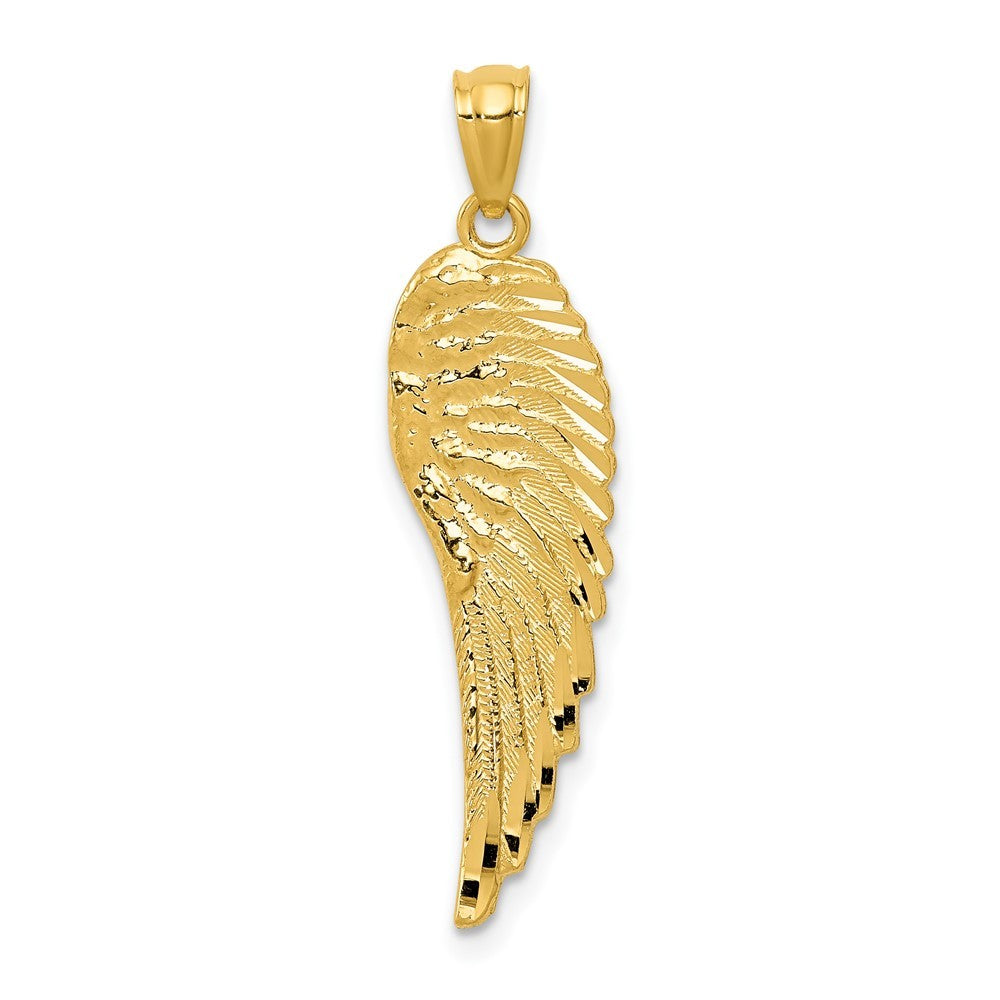 14K Yellow Gold Polished & Textured Angel Wing Pendant