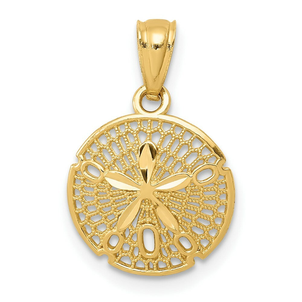 14K Yellow Gold Polished Filigree Sand Dollar Pendant