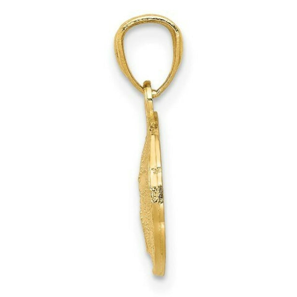 14K Yellow Gold Polished & Textured Sand Dollar Pendant