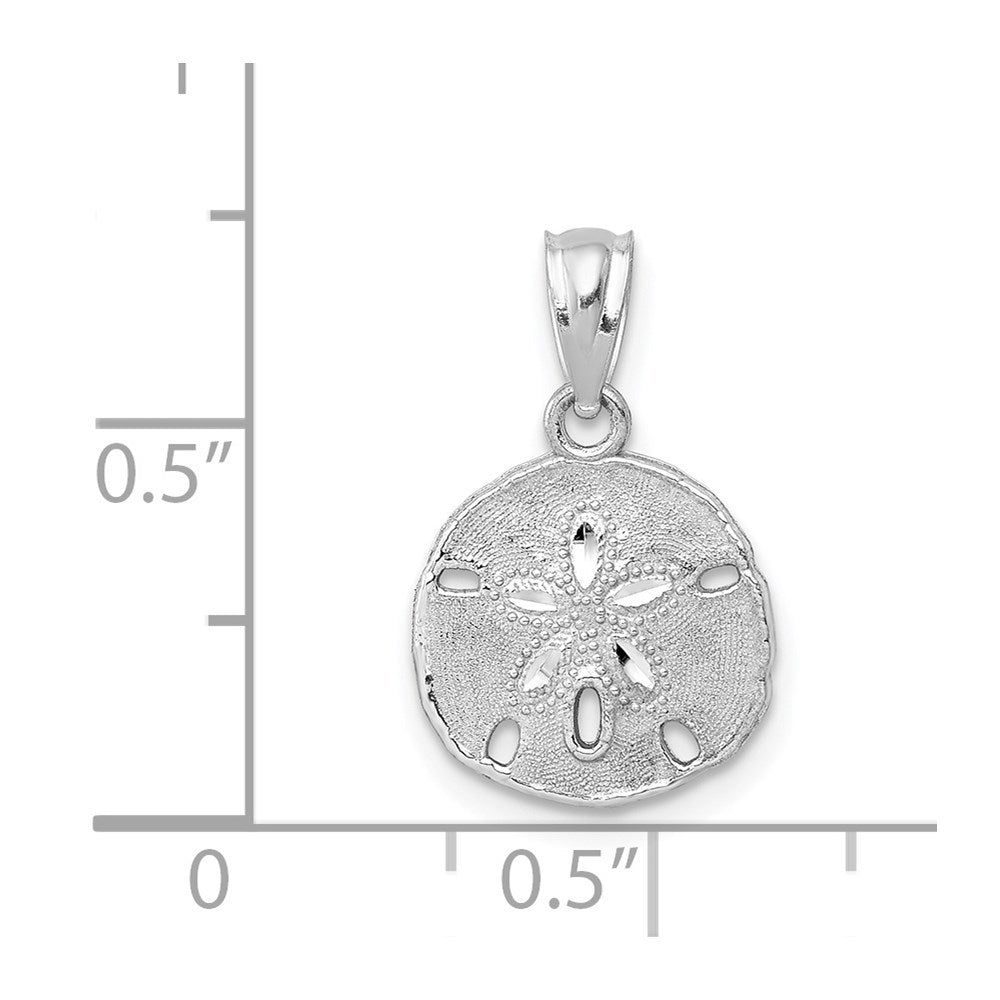 14K White Gold Polished & Textured Sand Dollar Pendant