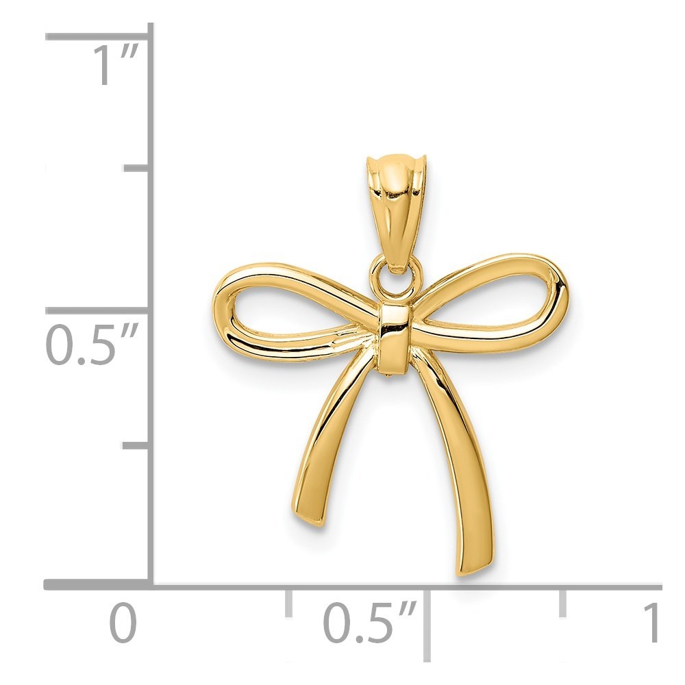 14K Yellow Gold Polished Small Ribbon Bow Pendant