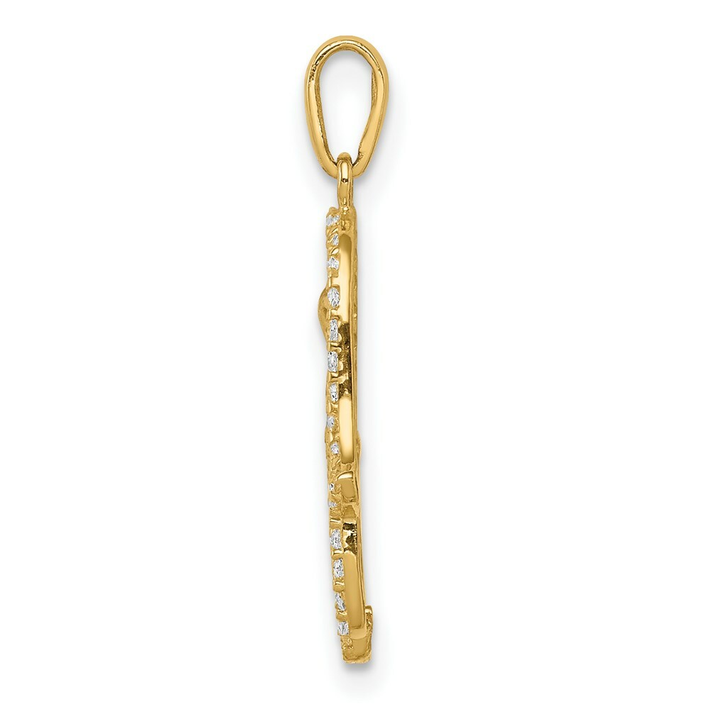 14K Yellow Gold Multi-colored CZ Hamsa Pendant