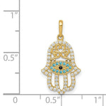 Load image into Gallery viewer, 14K Yellow Gold Multi-colored CZ Hamsa Pendant
