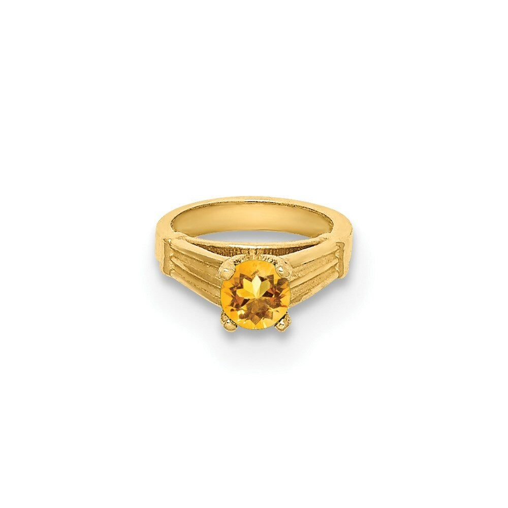 14K Yellow Gold Ring With Yellow CZ Charm Pendant