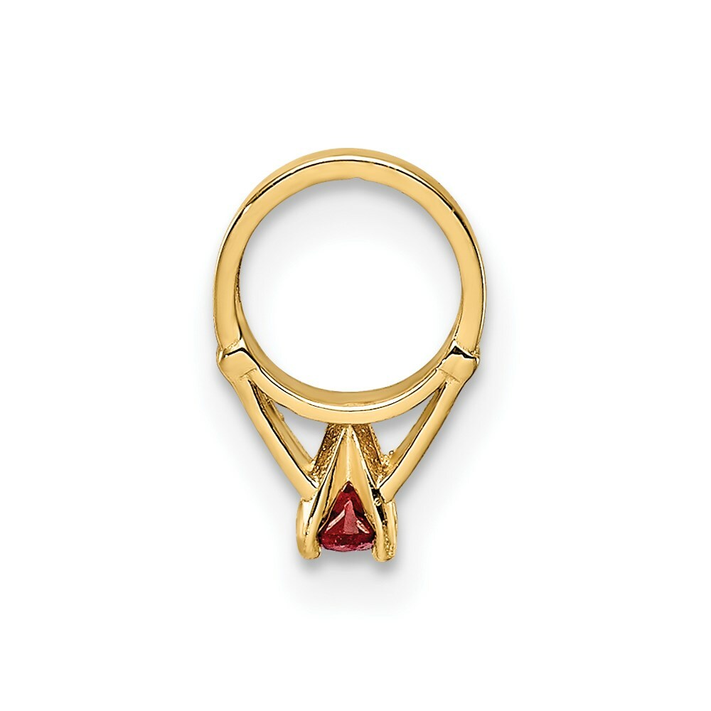 14K Yellow Gold Ring With Red CZ Charm Pendant