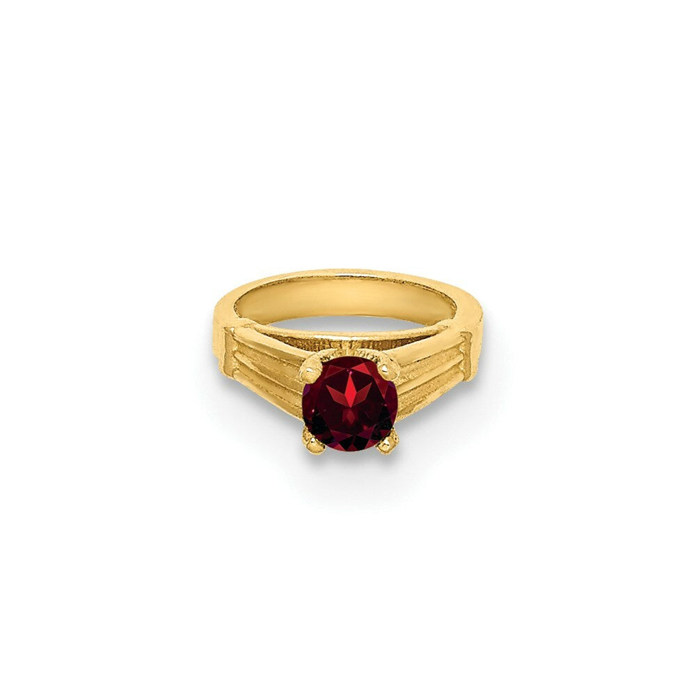 14K Yellow Gold Ring With Red CZ Charm Pendant