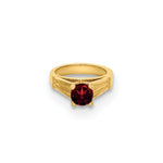 Load image into Gallery viewer, 14K Yellow Gold Ring With Red CZ Charm Pendant
