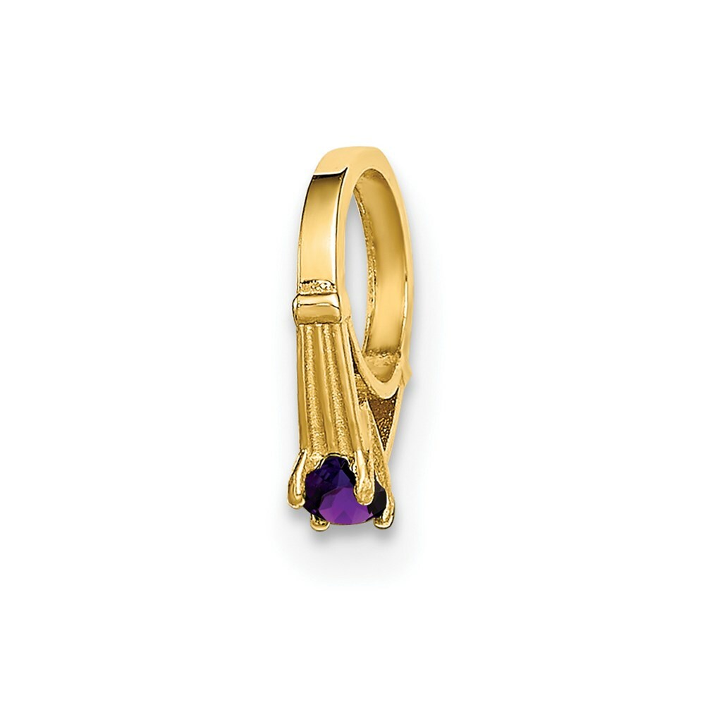 14K Yellow Gold Ring With Dark Purple CZ Charm Pendant