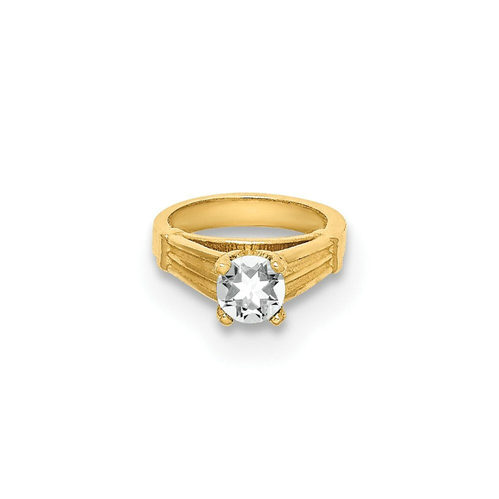 14K Yellow Gold Ring With White CZ Charm Pendant