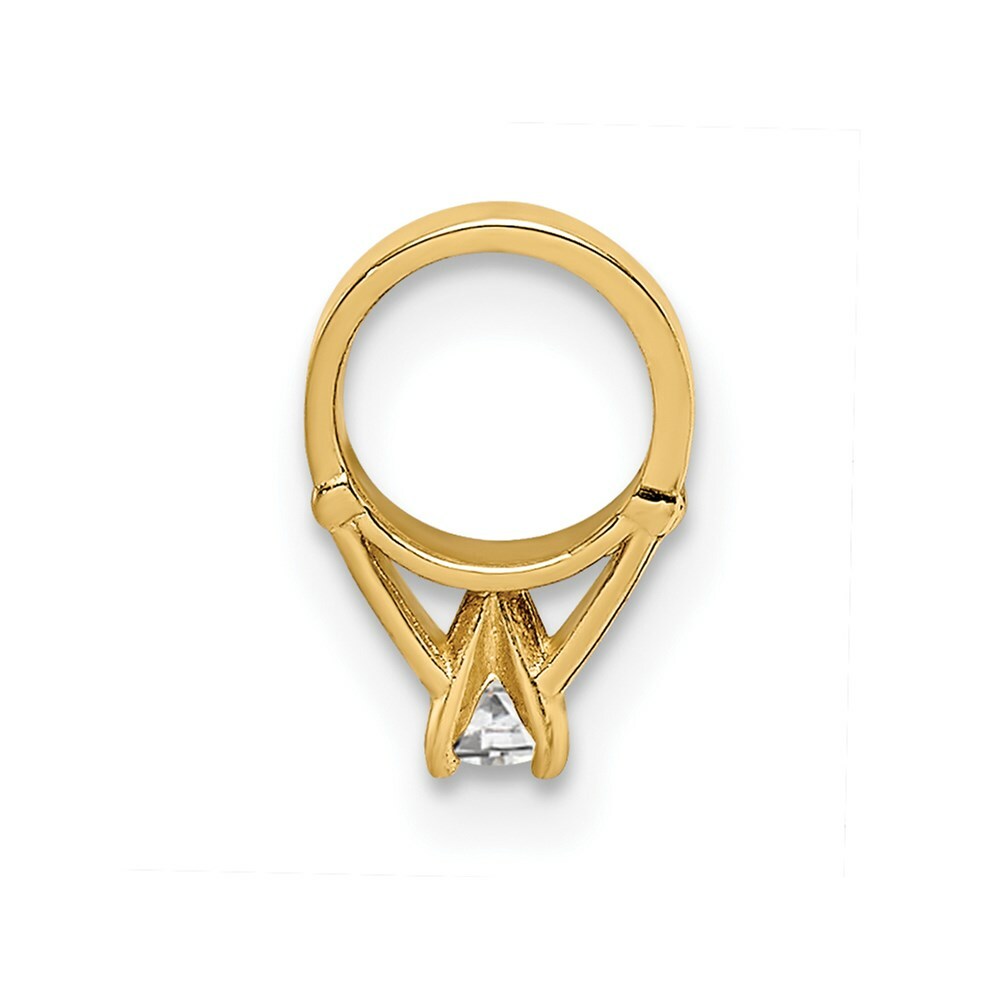 14K Yellow Gold Ring With White CZ Charm Pendant