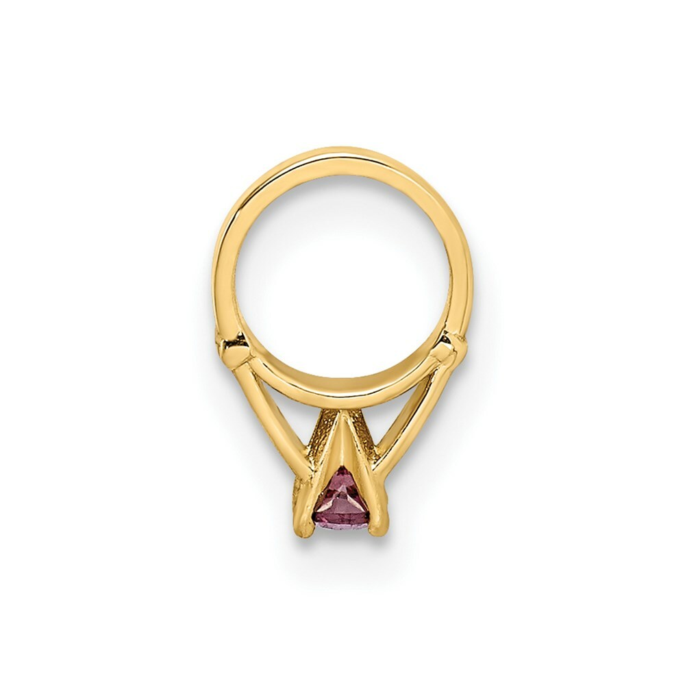 14K Yellow Gold Ring With Light Purple CZ Charm Pendant