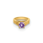 Load image into Gallery viewer, 14K Yellow Gold Ring With Light Purple CZ Charm Pendant
