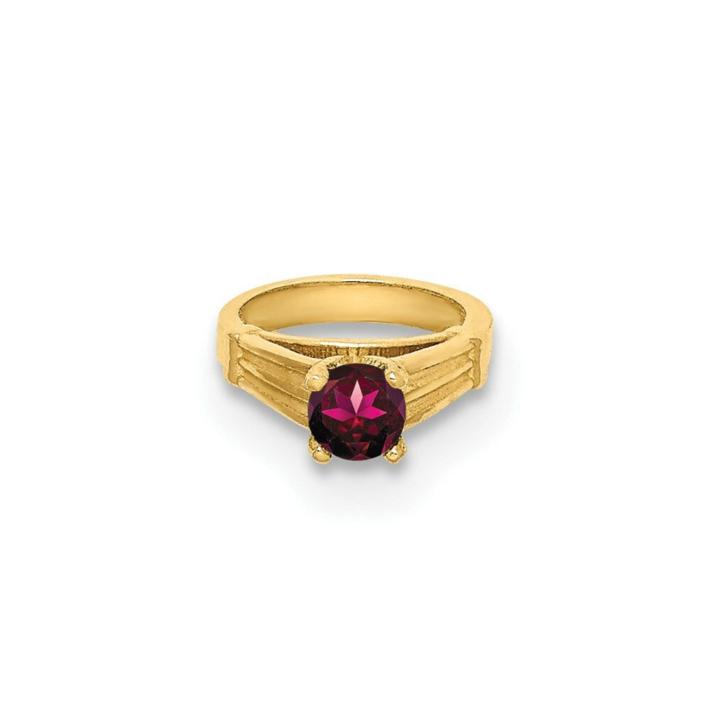 14K Yellow Gold Ring With Dark Pink CZ Charm Pendant