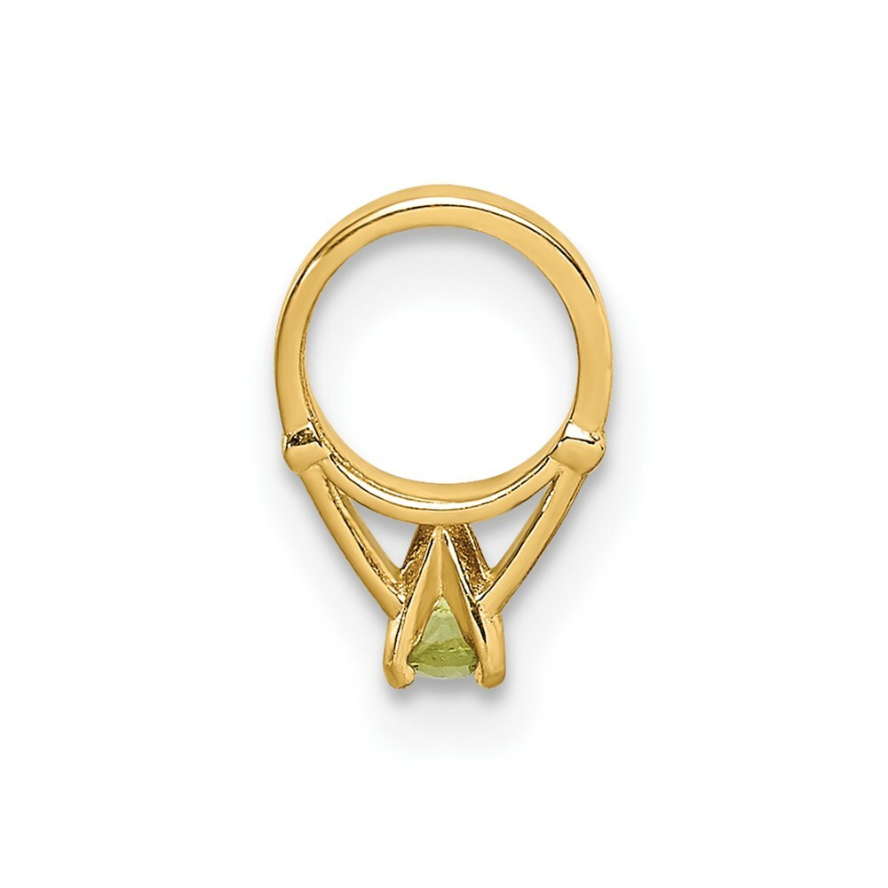 14K Yellow Gold Ring With Light Green Glass Stone Charm Pendant