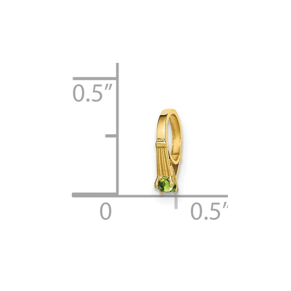 14K Yellow Gold Ring With Light Green Glass Stone Charm Pendant