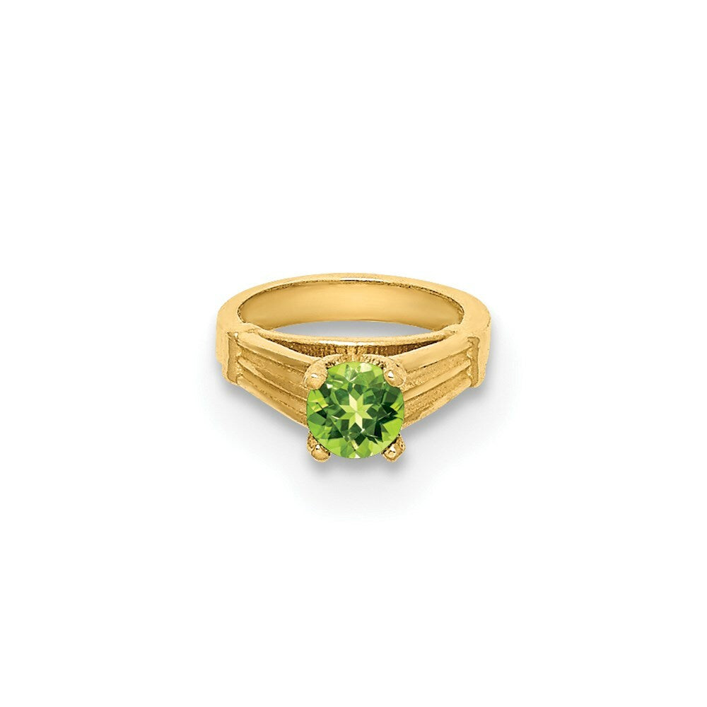 14K Yellow Gold Ring With Light Green Glass Stone Charm Pendant